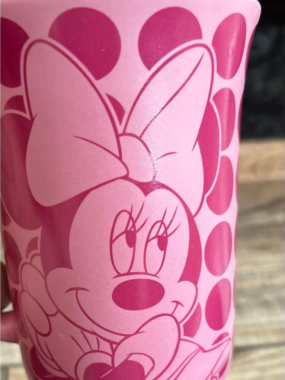 Walt Disney World Minnie Mouse Pink Polka Dot & Lime Green Mug Authentic